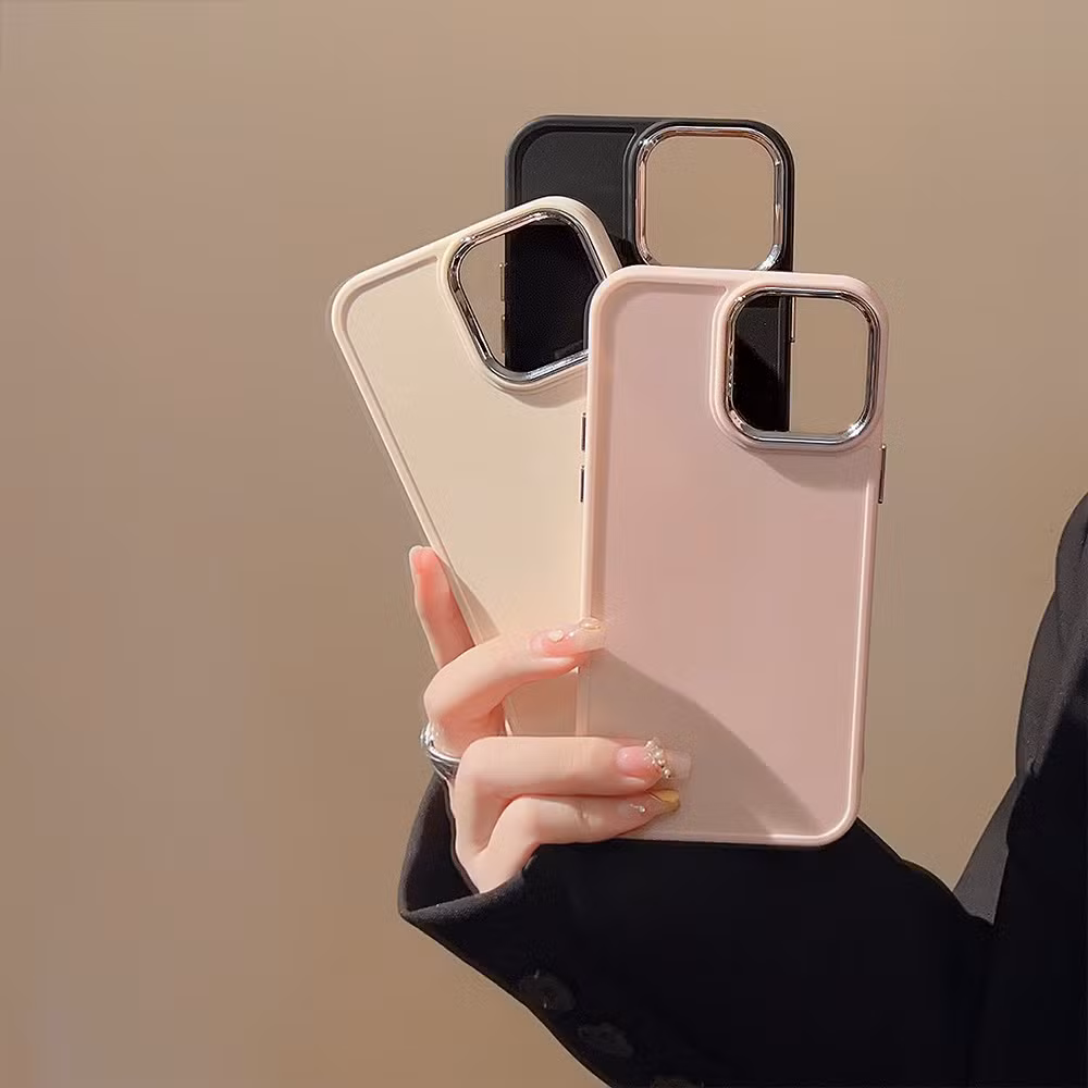 Electroplated Lens Apple Phone Case Soft Silicone Simple Solid Color