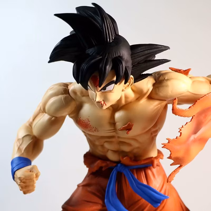 Dragon Ball Z Super Saiyan Gk Rip Clothes Son Goku Battle Scene Statue Model Box Anime Figure Cartoon-Character