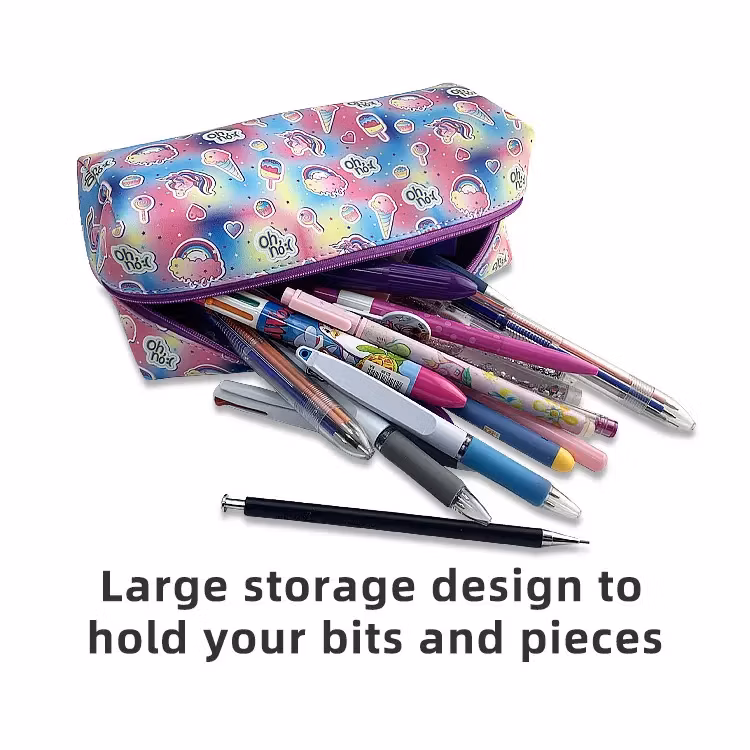 New Design Pink Ice Cream Pencil Bag High Quality PU Full Printing Pencil Box Student Colorful Pencil Case