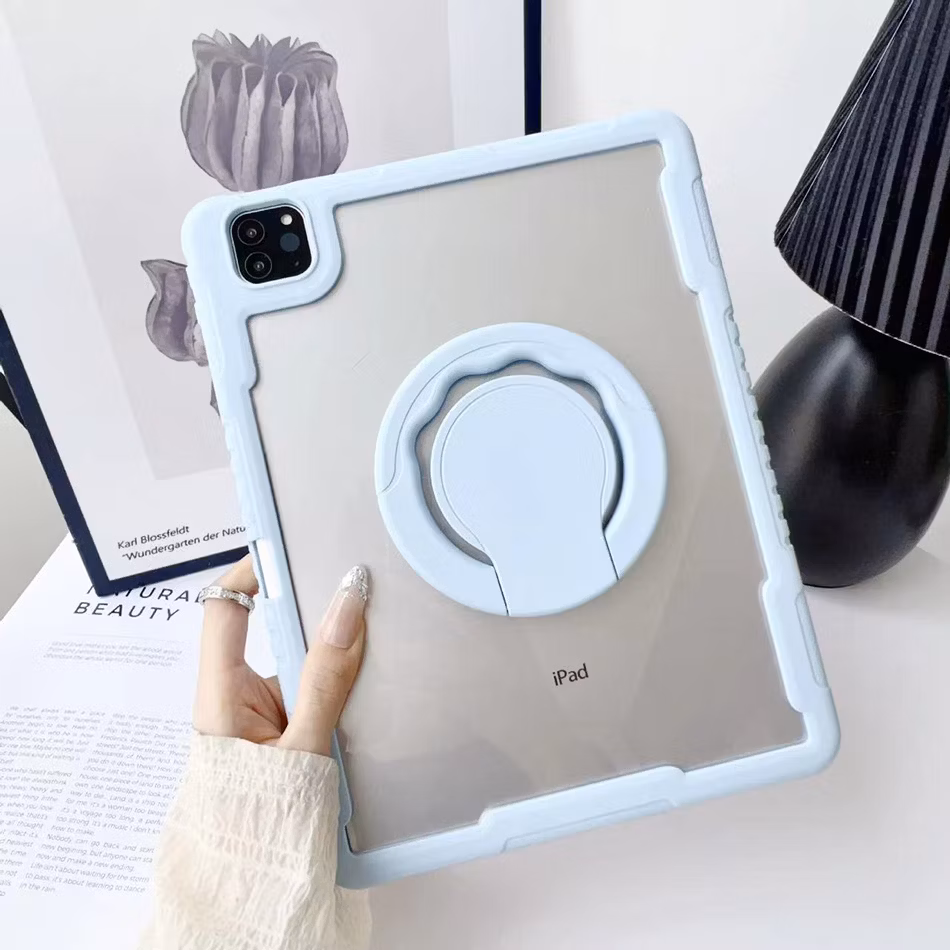 Anti-Drop Transparent Acrylic Built-in Pencil Holder with Rotating Kickstand Rugged Tablet Case for iPad PRO 11 Inch M4 2024