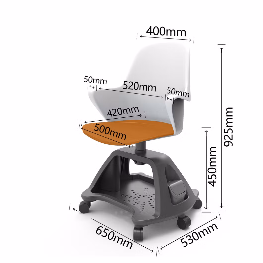 Colorful Plastic Multi-Function Revolving Office Training Student Chair High School Furniture