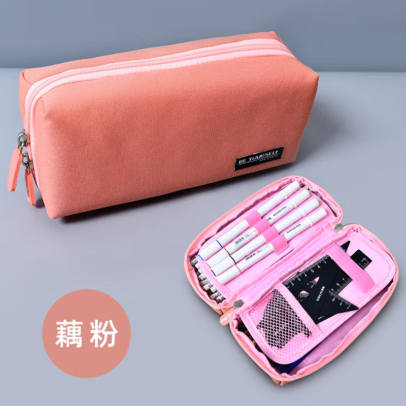 Hot Selling Canvas Zipper Kawaii Circular Pencil Bag Pencil Case for School & Office