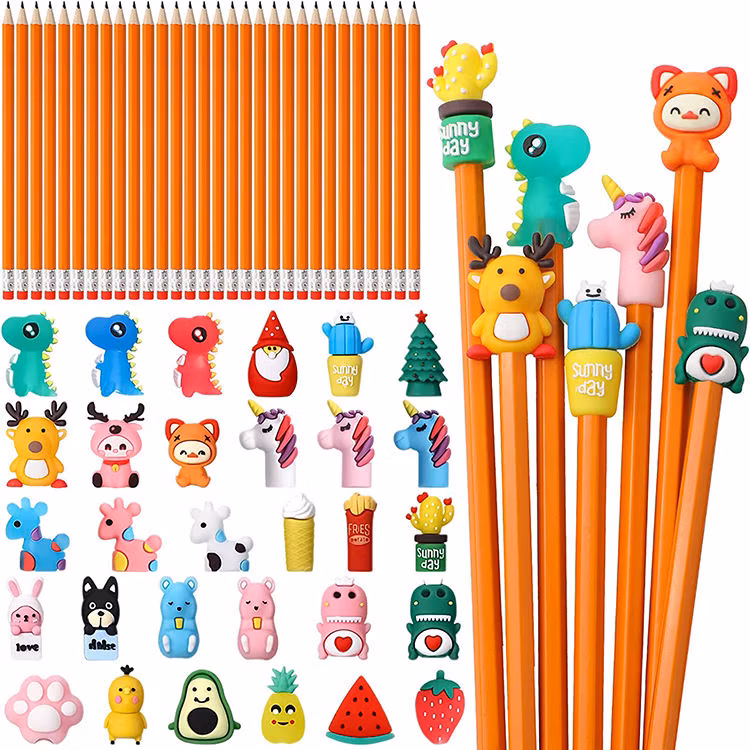 Low Cost Kids Pencil High Quality Student Writing Pencil with Animal Silicone Case