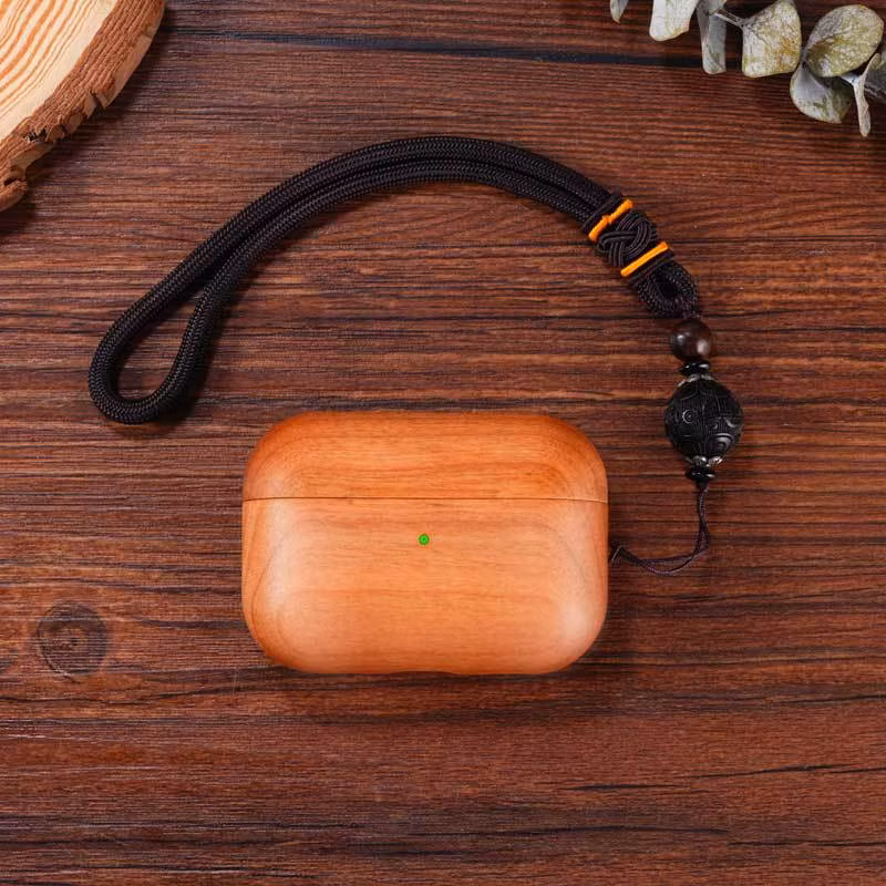 Natural Wood Grain Case for Airpods PRO, Retro Style, Durable Solid Wood Protection