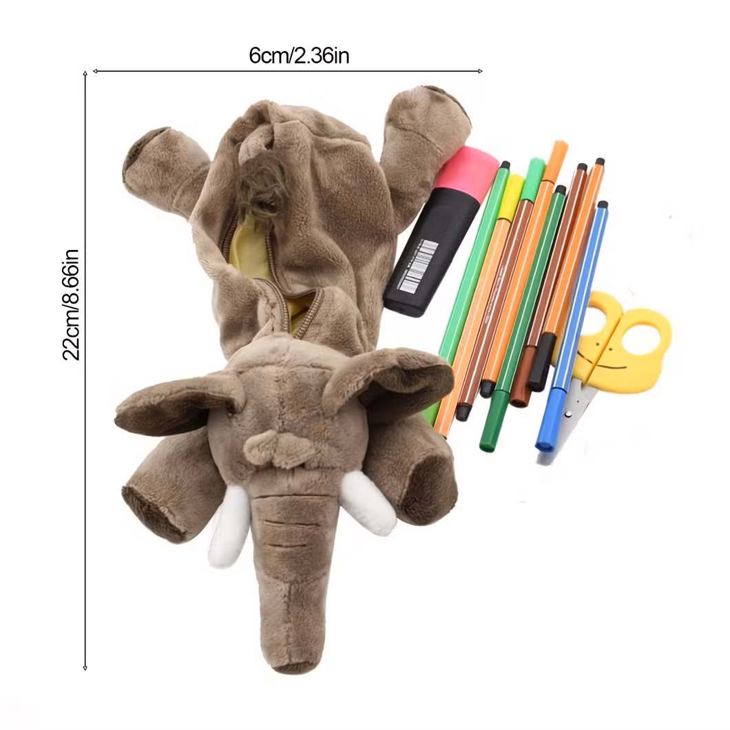 Cute Plush Forest Animal Pencil Case Creative Lion Monkey Elephant