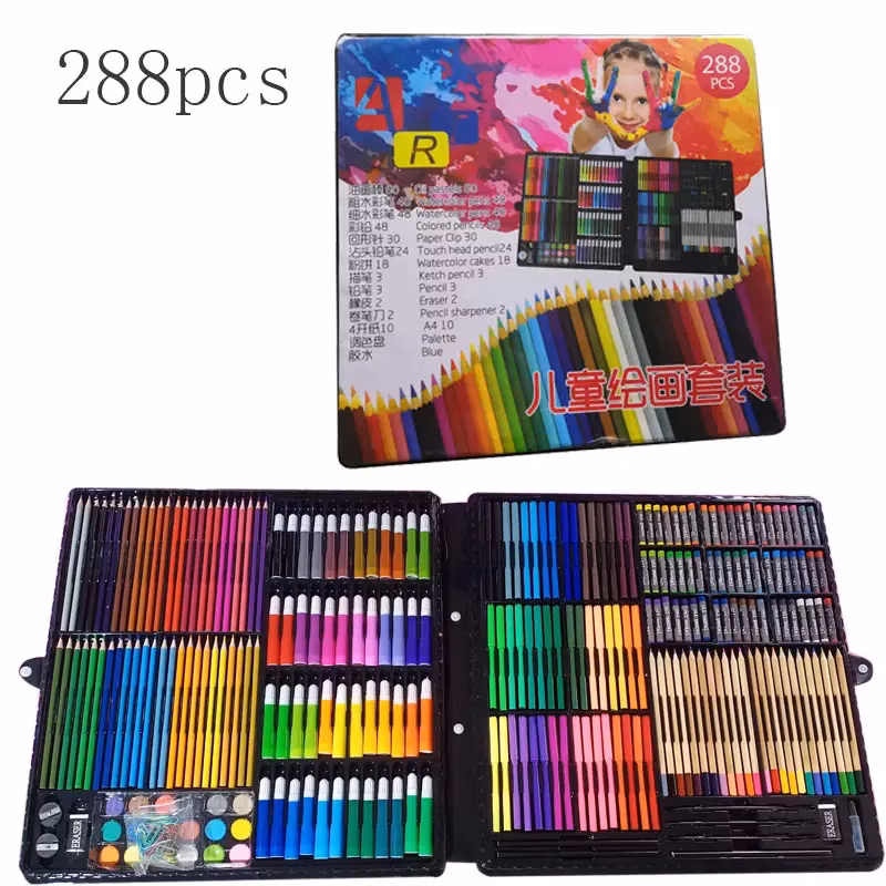 Plastic Kids Crayon Coloring Case Pencil Oil Pastel Maker Art Drawing Kit Set for Children