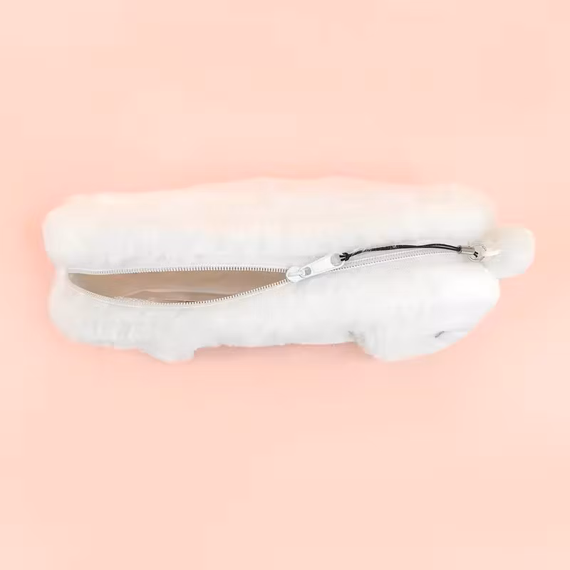 White Color 25cm Cute Animals Cat Fluffy Plush Pencil Case for Sale