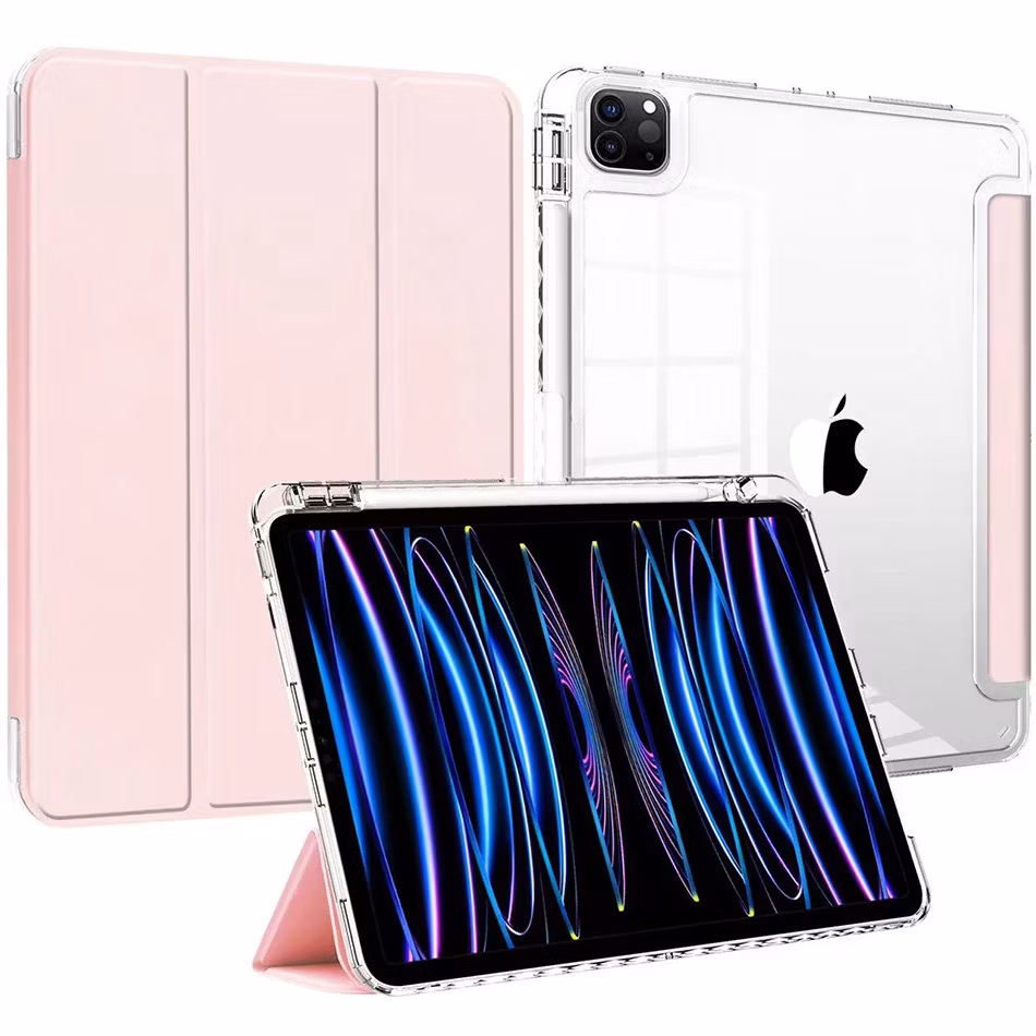 Premimum PU Leather with Pencil Holder Transparent Tablet Case for iPad PRO 11 Inch M4 2024 5th Generation