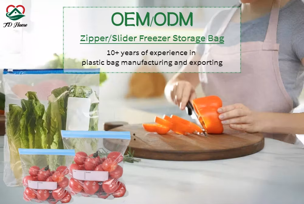 PE Food Grade Double Color Zipper Ziplock Plastic Packaging Freezer Storage Grip Seal Sandwich Self Sealing Seal Top Bags for Fruit Snack Vegetable Candy Meat