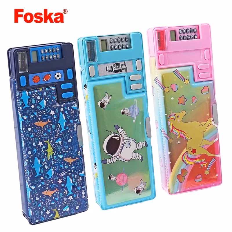 Foska Hot Sale Plastic Multifunction Pencil Case