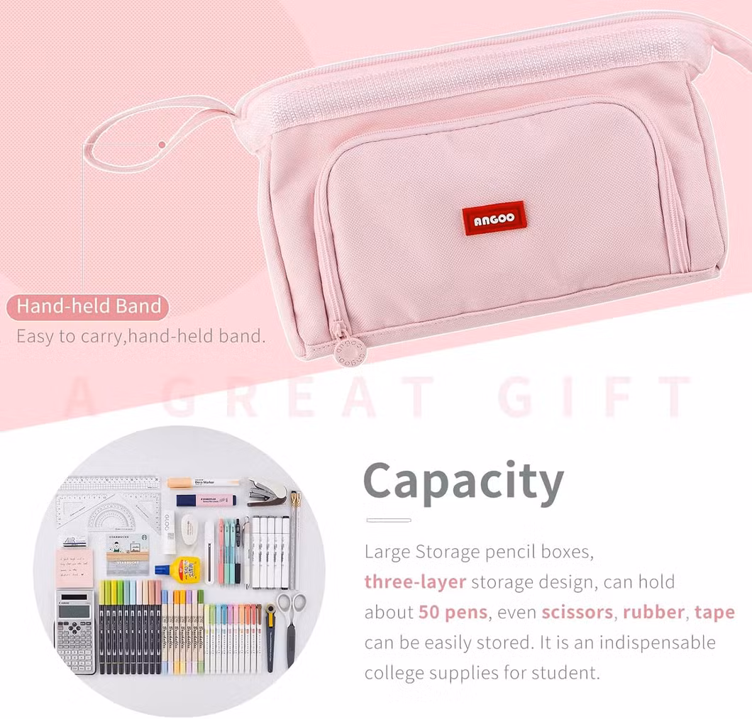 Makeup Bag Pencil Case Large Capacity Pencil Pouch Handheld Pen Bag Cosmetic Portable Gift for Office School Teen Girl Boy Men Women Adult (Pink) Cosmetic Bag