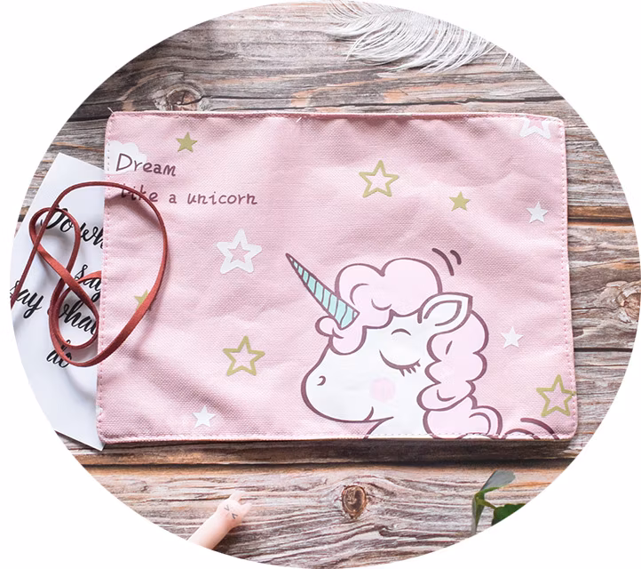 Promotional Zipper Kawaii Circular Pencil Bag Pencil Case for Office