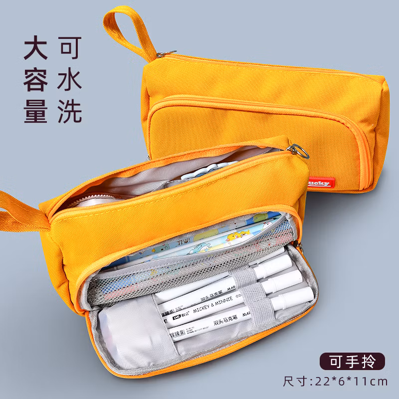 Hot Stationery Canvas Zipper Kawaii Circular Pencil Bag Pencil Case for Office