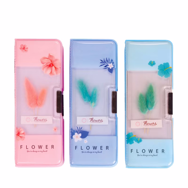 Multifunctional Plastic Flower Primary School Student Stationery Pencil Case