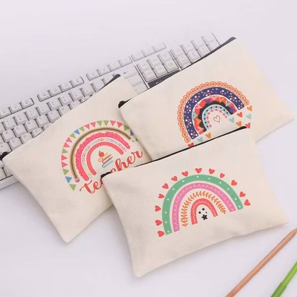 Canvas Pencil Bag Cotton Pencil Zipper Pouch Custom Logo Wholesale