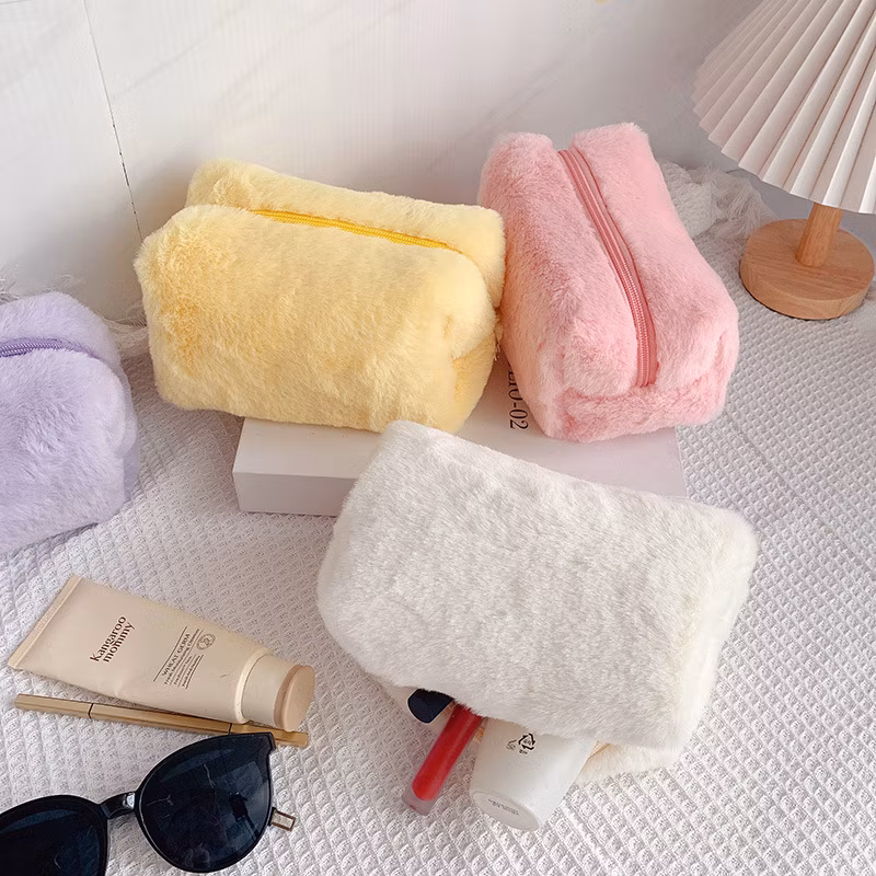 Hot Sell Flannel Zipper European Style Animal Pencil Bag Pencil Case for Promotion Gift