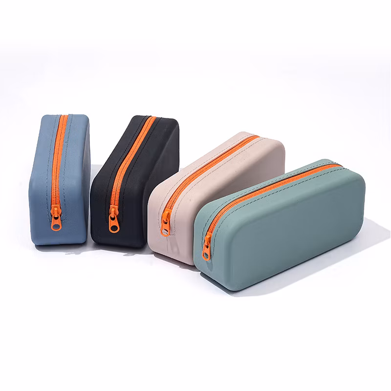 Custom Logo OEM Simple Zipper Oxford Cloth Solid Color Stationery Portable Cute Pen Pencil Pouch Bag Case for Girl Boy School