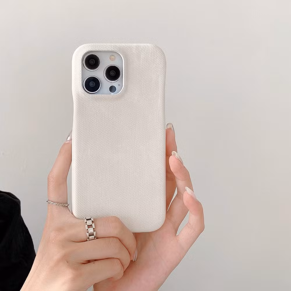 iPhone 16 Solid Color Ins Phone Case Denim Pattern Phone Leather Cover