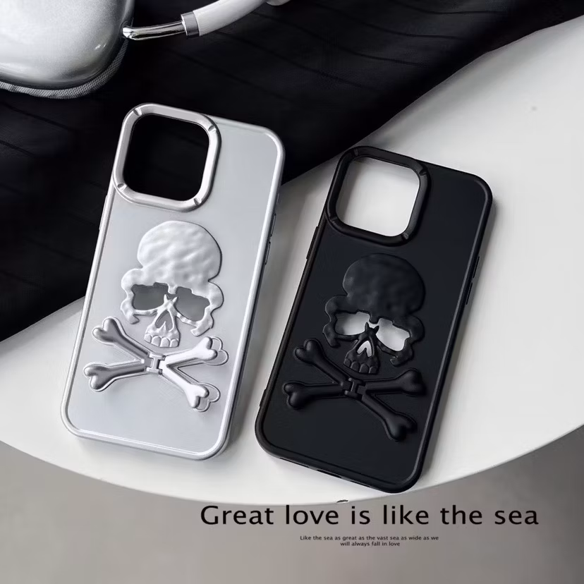 Solid TPU Skeleton Bracket Mobile Phone Protective Case Skull Phone Case for iPhone 16PRO