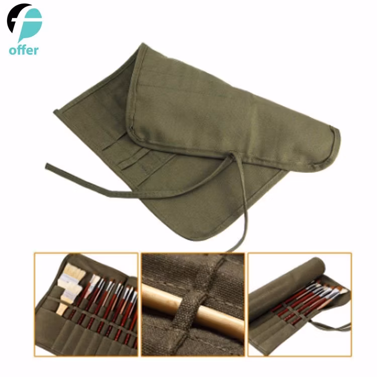 30 Slots Roll up Canvas Oil Paint Brush Bag Case Holder