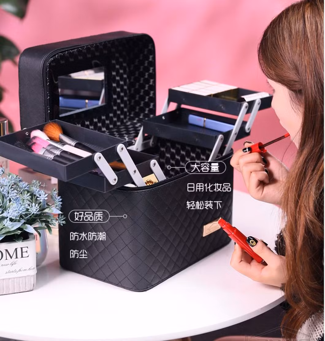 Hot Sale Beauty Product Ladies Portable Large-Capacity Travel Multi-Function Multi-Layer Desktop Cosmetics Tool Storage Bag