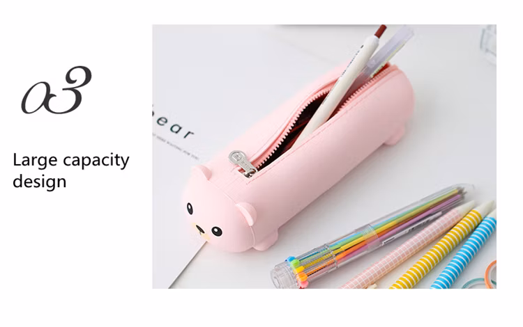 Discount Creative Silicone Three-Dimensional Pencil Bags Animal Shape Large-Capacity Cute Pen Bag