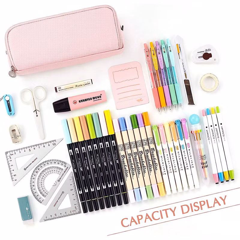 Large Capacity Gift Pencil Pouch 3 Compartments Pencil Bag for Students