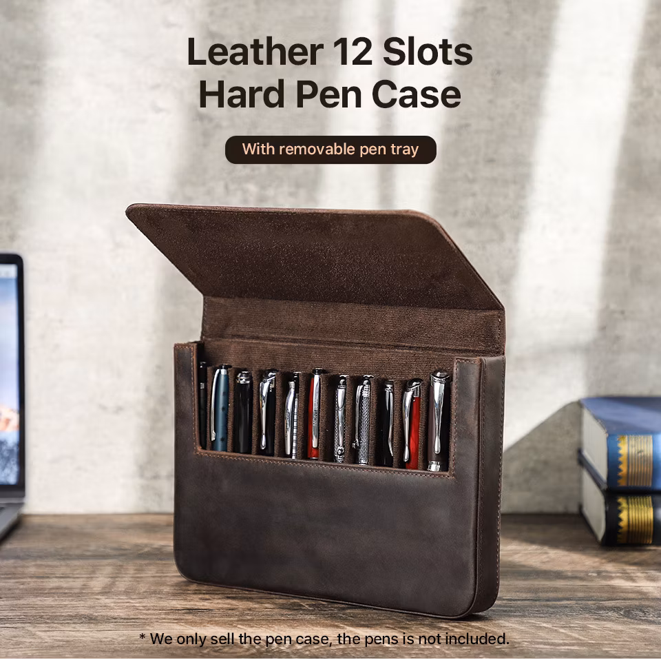 Ga182 Multifunctional Personalised Luxury a Custom Large Capacity Pencil Cases Blank for Stationery Pouch Multi Function Leather Pen Case