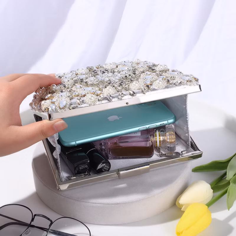 Cheap Shoulder Lipstick Mirror Cosmetic Bag Pearl Phone Storage Bag Ladies Party Clutch Evening Dinner Bag