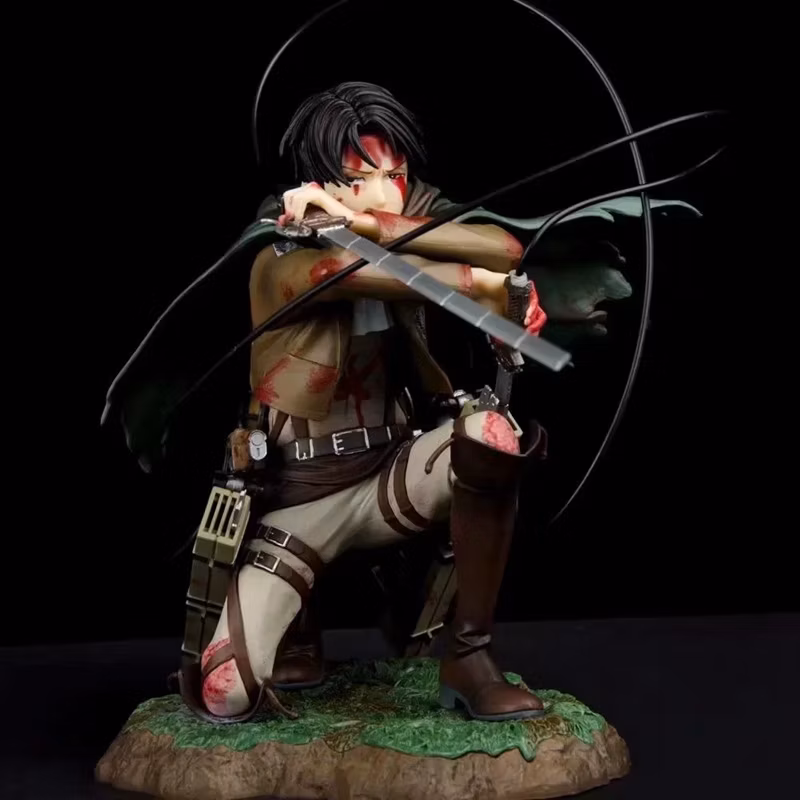 18cm Attack on Titan Battle Damage Levi Ackerman Battle Scene Classic Edition Anime Figure Cartoon-Character