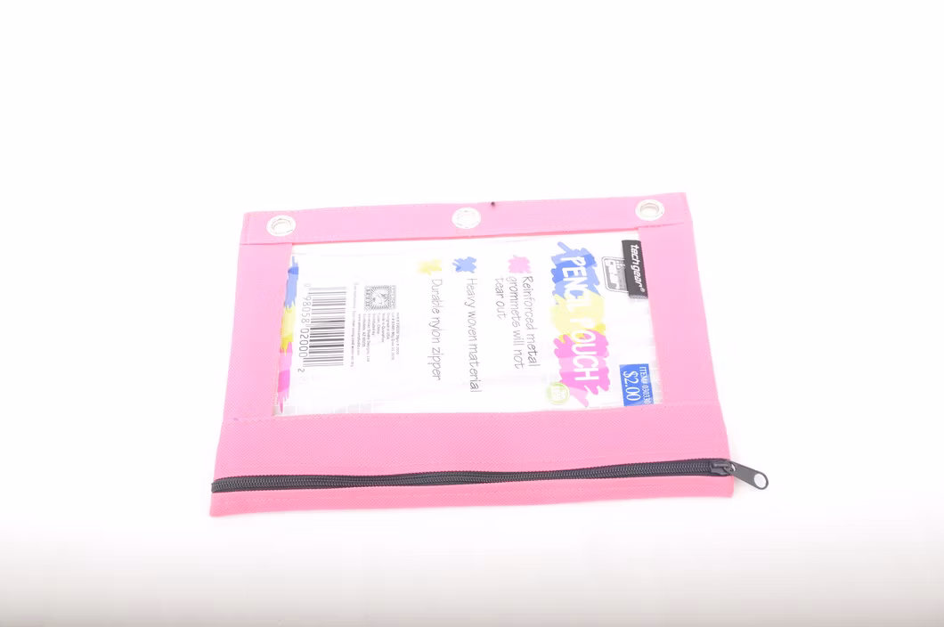 Pencil Pouch 3 Ring Binder Pouch W/ Rivet Enforced Rings Holes