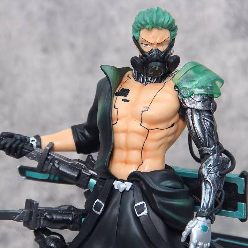 One Piece Anime Figure Cyberpunk Zoro Pendant Statue Can Be Illuminated Model Gift Hunter Model Cartoon-Character