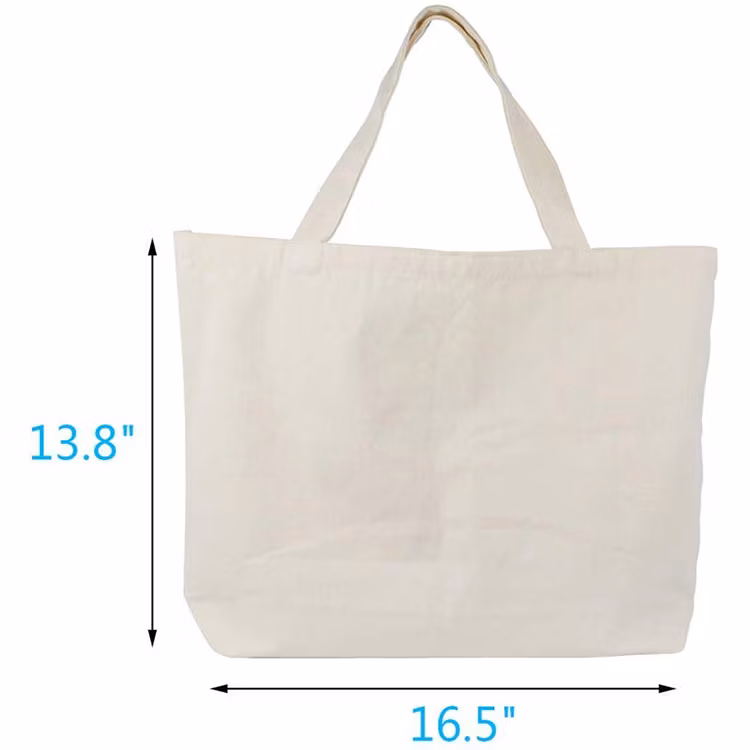 Foldable Cotton Canvas Fabric Reusable Shopping Cotton Bags with Rope Handle