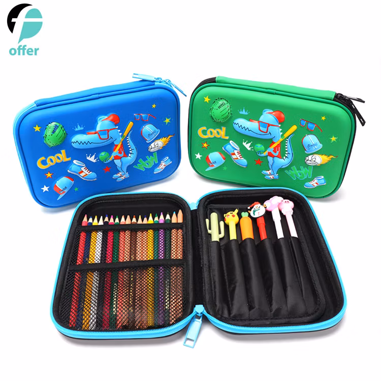 Cartoon EVA Pen Pouch Stationery Case Anti-Shock Large Capacity Multi-Compartment