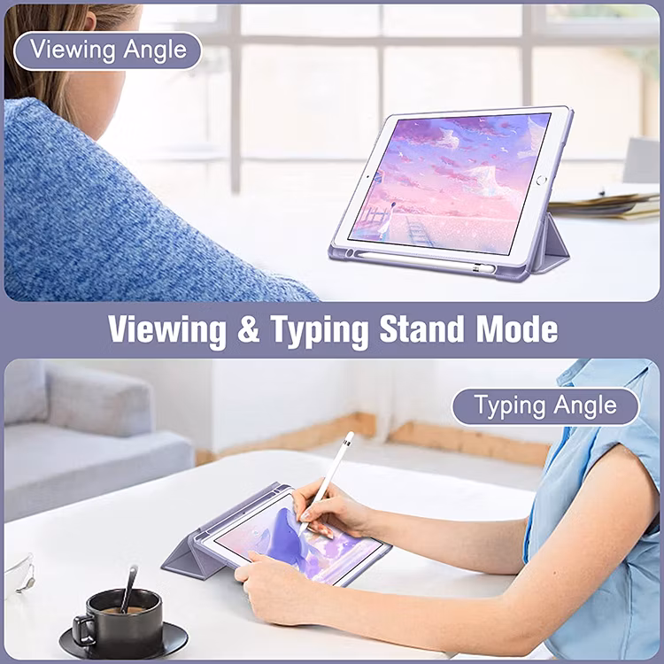 Shockproof Clear Back Shell Built-in Pencil Holder Tablet Case for iPad 9th/8th/7th Generation 2021/2020/2018 10.2 Inch