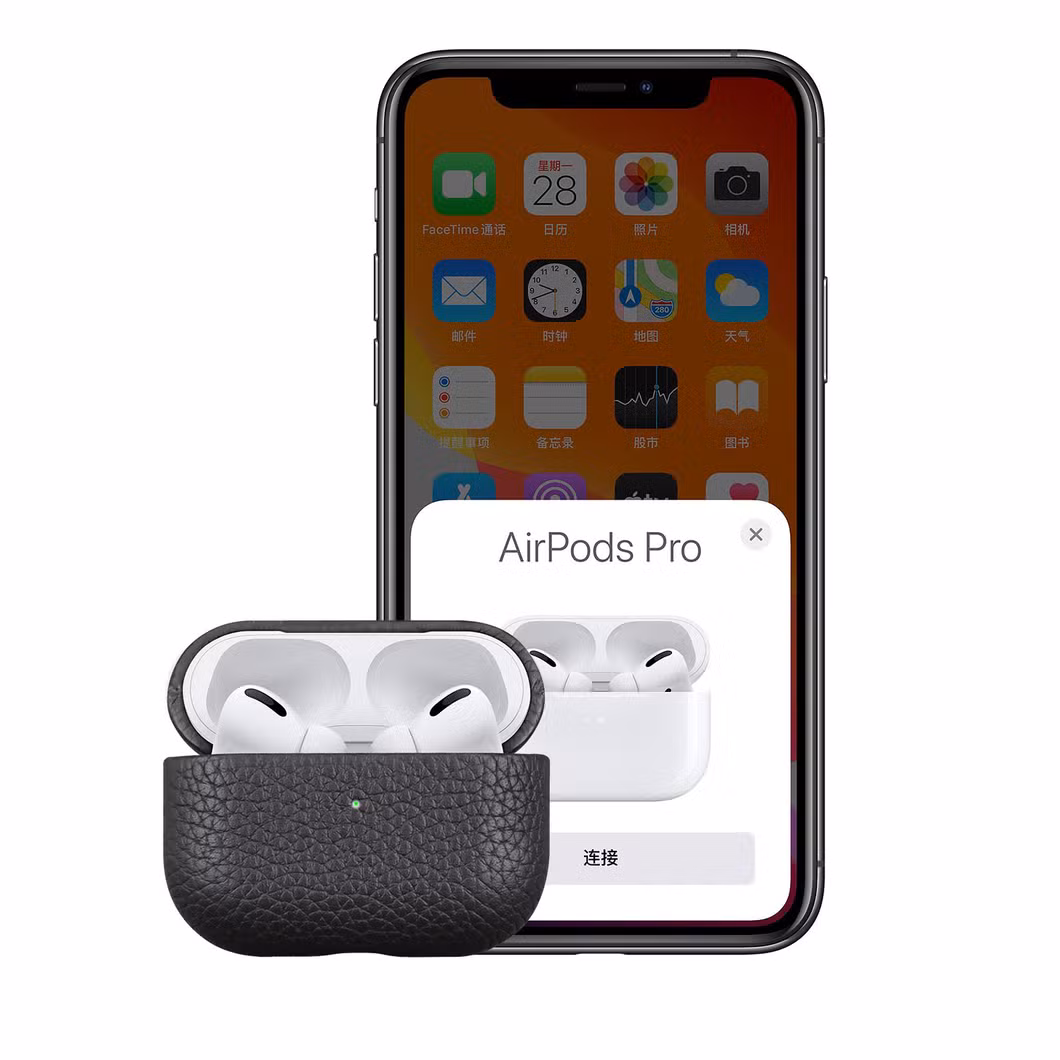 Genuine Pebble Leather Protective Wireless Earphone Case for Apple Airpods PRO Case for Air Pod 1 2