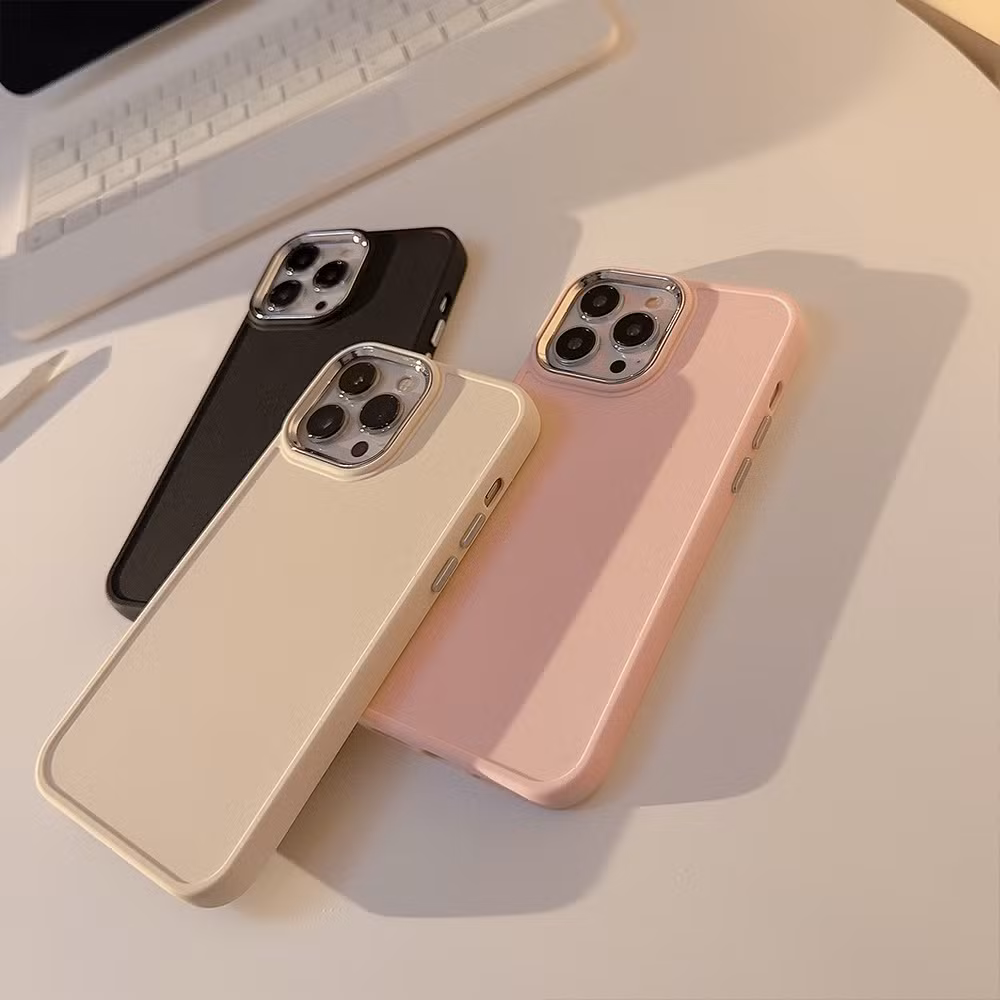 Electroplated Lens Apple Phone Case Soft Silicone Simple Solid Color