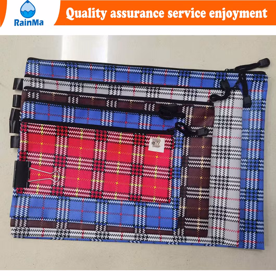 B4 A4 B5 A5 A6 Office School Leather Waterproof Zip Bag with Colorful Flowers Style