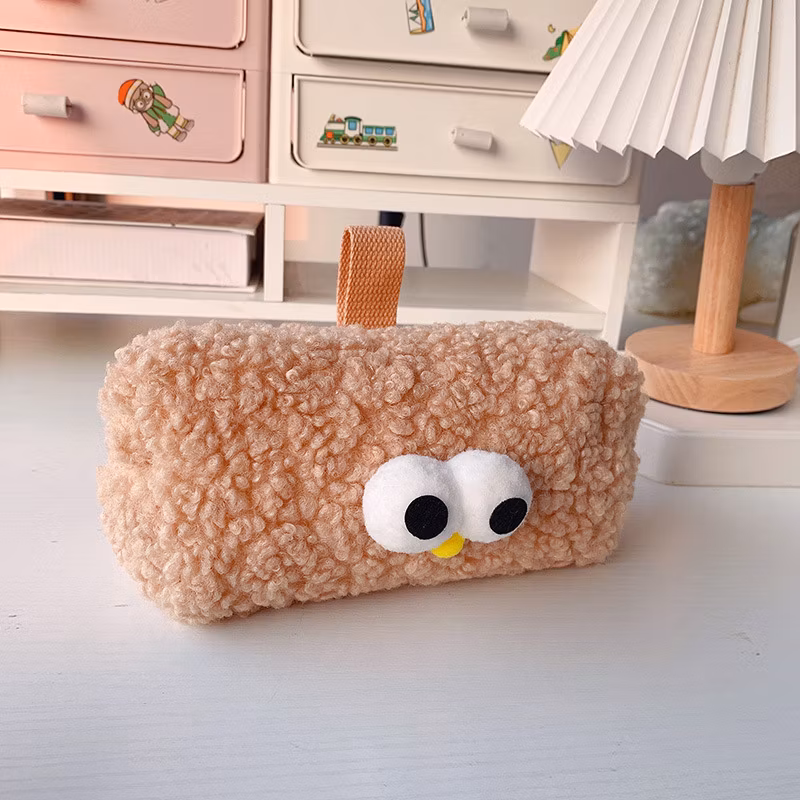 Wide Use Flannel Zipper Kawaii Rectangular Pencil Bag Pencil Case for School