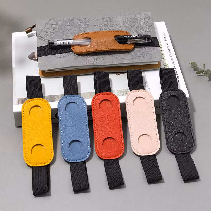 Wholesale Adjustable Elastic Band Leather Pen Holder A5 Notebook Pencil Case Journal Pen Sleeve