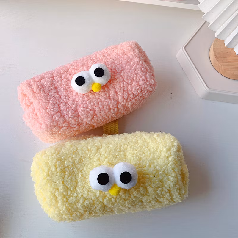 Wide Use Flannel Zipper Kawaii Rectangular Pencil Bag Pencil Case for School