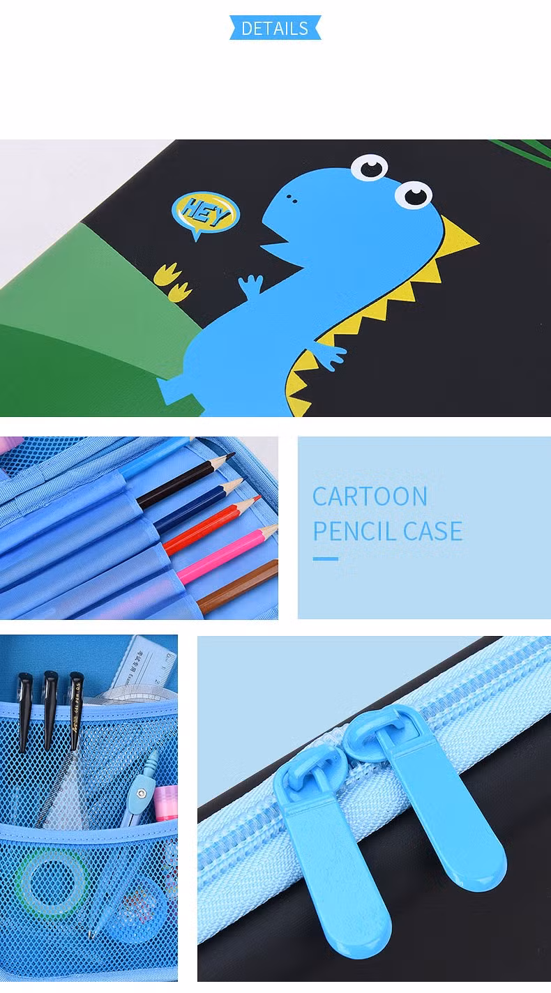 Wholesale Custom Printed Cute Dinosaur School Zipper Pencil Case for Kids