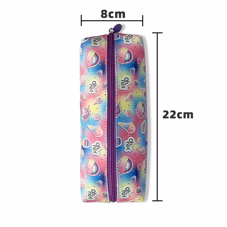 New Design Pink Ice Cream Pencil Bag High Quality PU Full Printing Pencil Box Student Colorful Pencil Case
