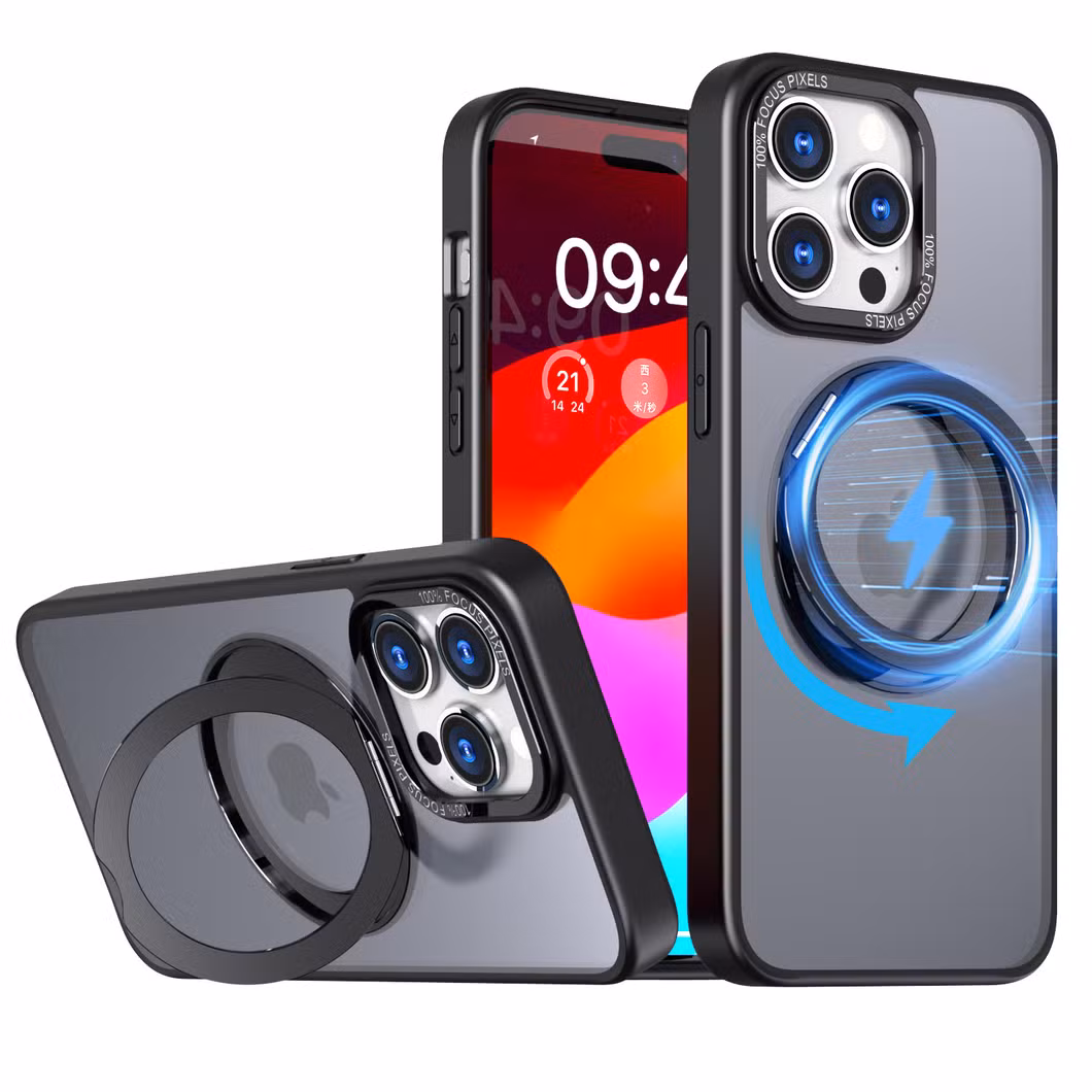 Magsafe Magnetic Stand Rotating Fulcrum Protective Case Suitable for iPhone15promax Mobile Phone Case