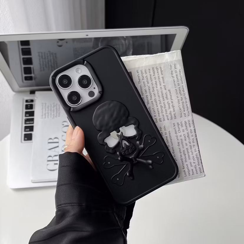Solid TPU Skeleton Bracket Mobile Phone Protective Case Skull Phone Case for iPhone 16PRO
