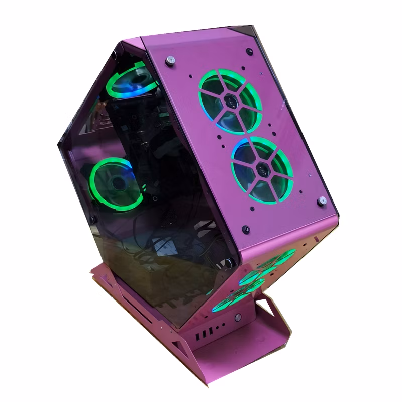 Supper Multiple Colors Gaming PC Casing Special Design Gaming ATX Case Computer with Tempered Glass, RGB 12cm Fans