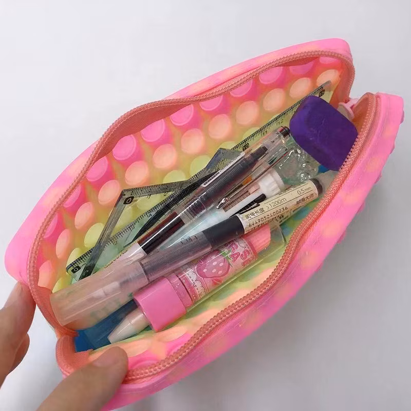 New Decompression Poppet Fidget Cosmetic Bag for Puzzle Bubble Silicone Pen Case Pops up Fidget Popper Pencil Case Bag