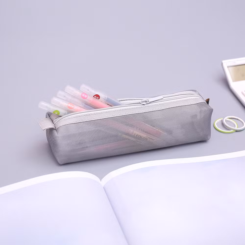 Popular Portable Transparent Mesh Simple Single Layer Student Pencil Case