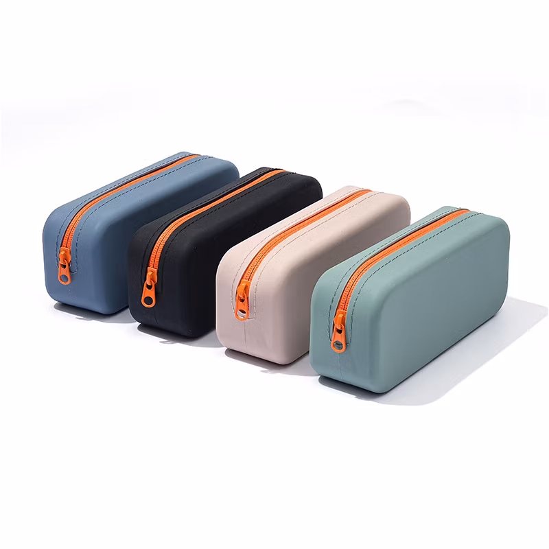 Custom Logo OEM Simple Zipper Oxford Cloth Solid Color Stationery Portable Cute Pen Pencil Pouch Bag Case for Girl Boy School