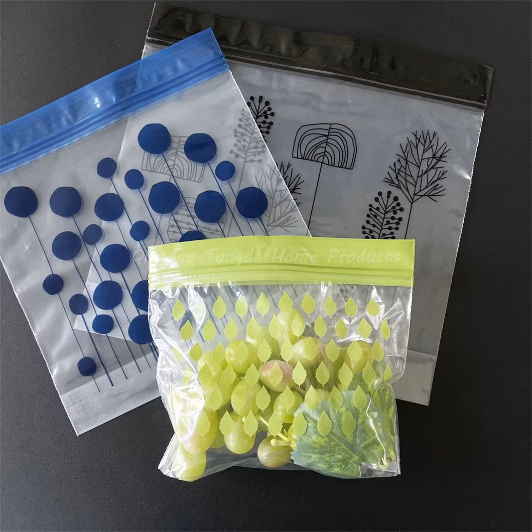 New Arrival PE Food Grade Double Color Zipper Ziplock Plastic Packaging Freezer Storage Grip Sandwich Bags for Fruit Snack Vegetable Candy Meat Storage